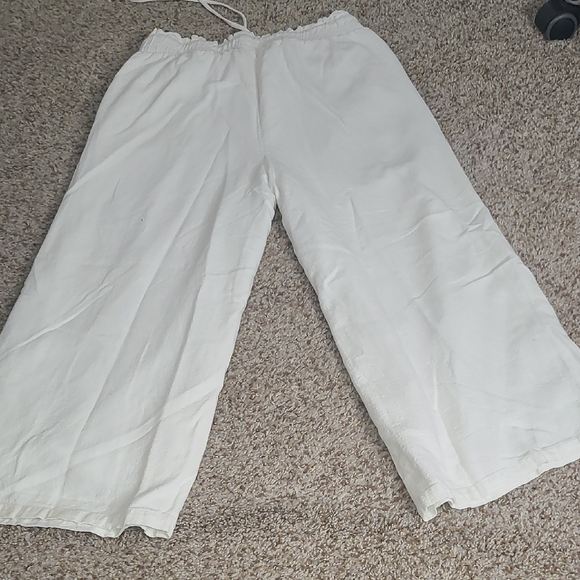 Anrabess White Drawstring Linen Blend Pants - Picture 9 of 13